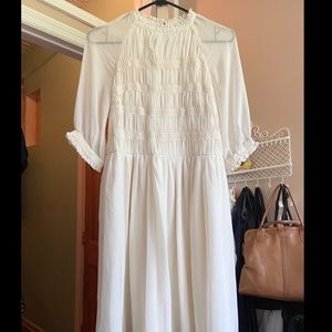 NWOT Boohoo Ivory Smocked Prairie Dress